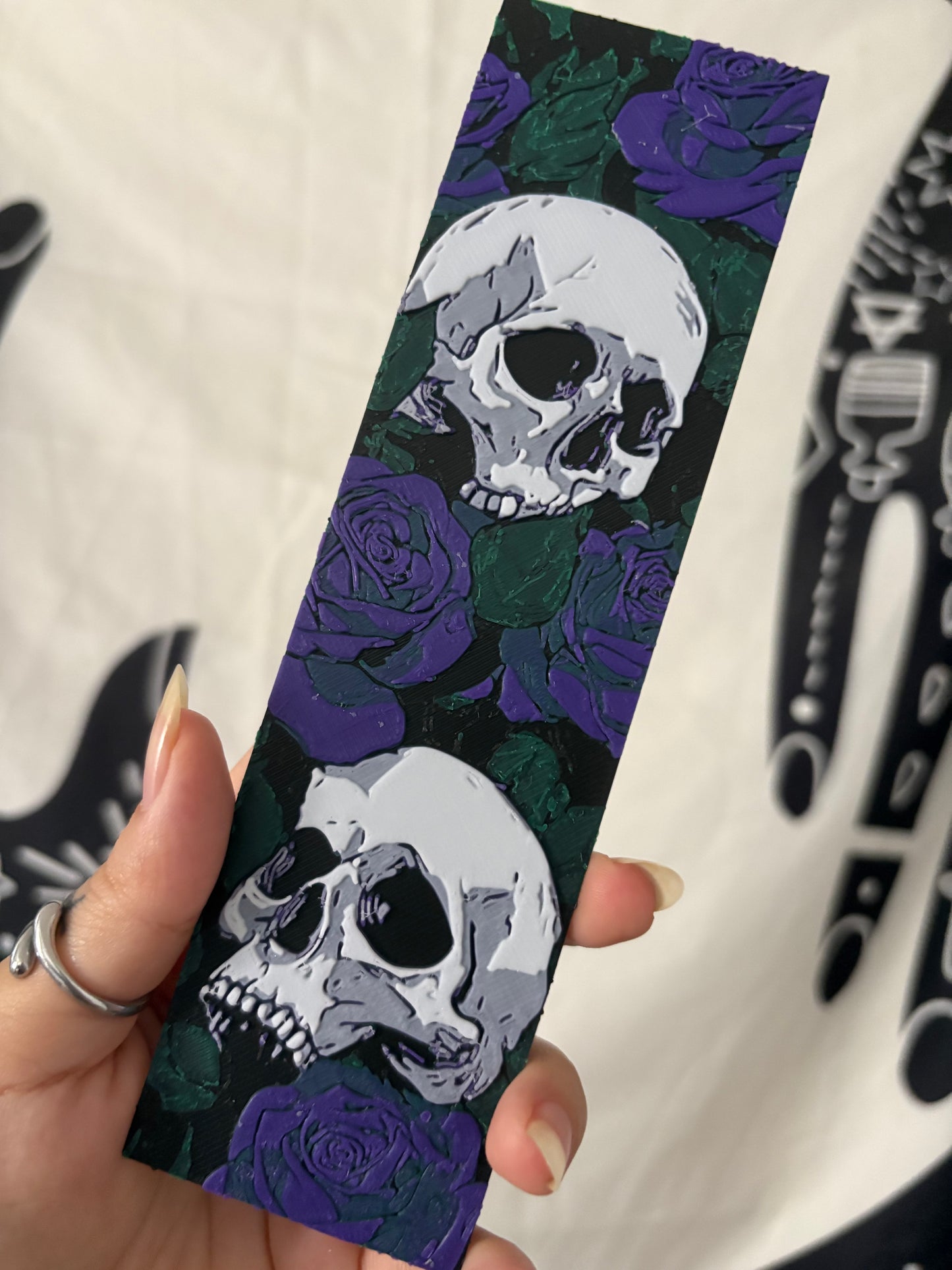 Skulls & Purple Roses Bookmark
