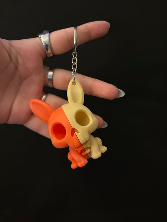 Half bunny skull keychain