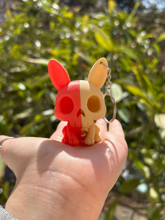 Half Rabbit Skull Keychain