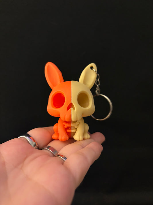 Half bunny skull keychain