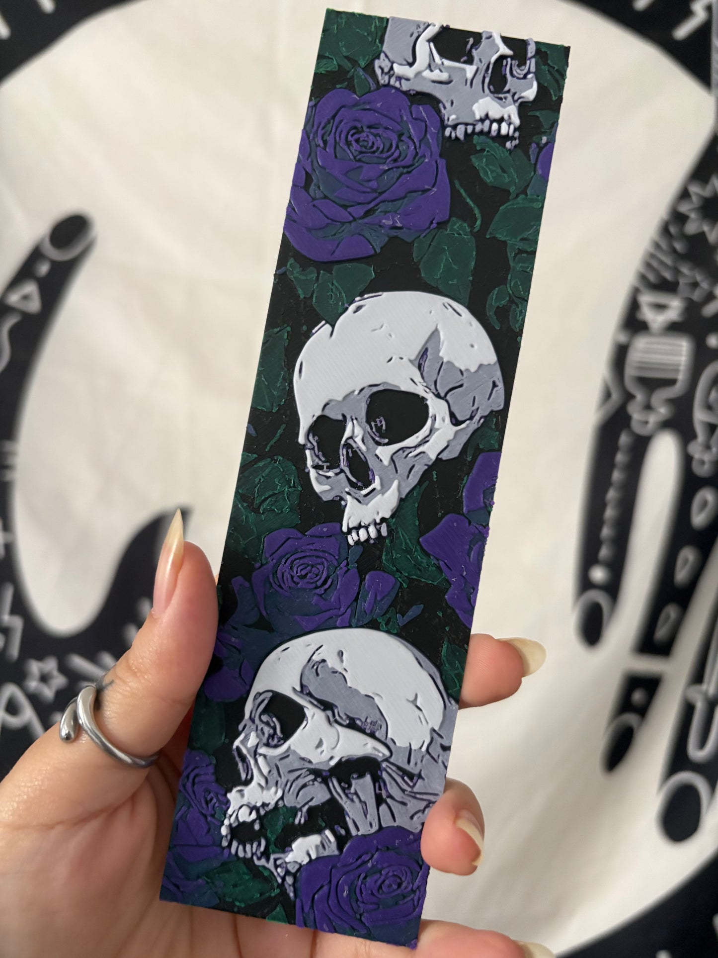 Skulls & Purple Roses Bookmark