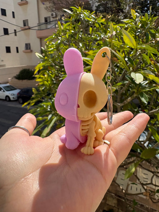 Bunny Skeleton Keychain