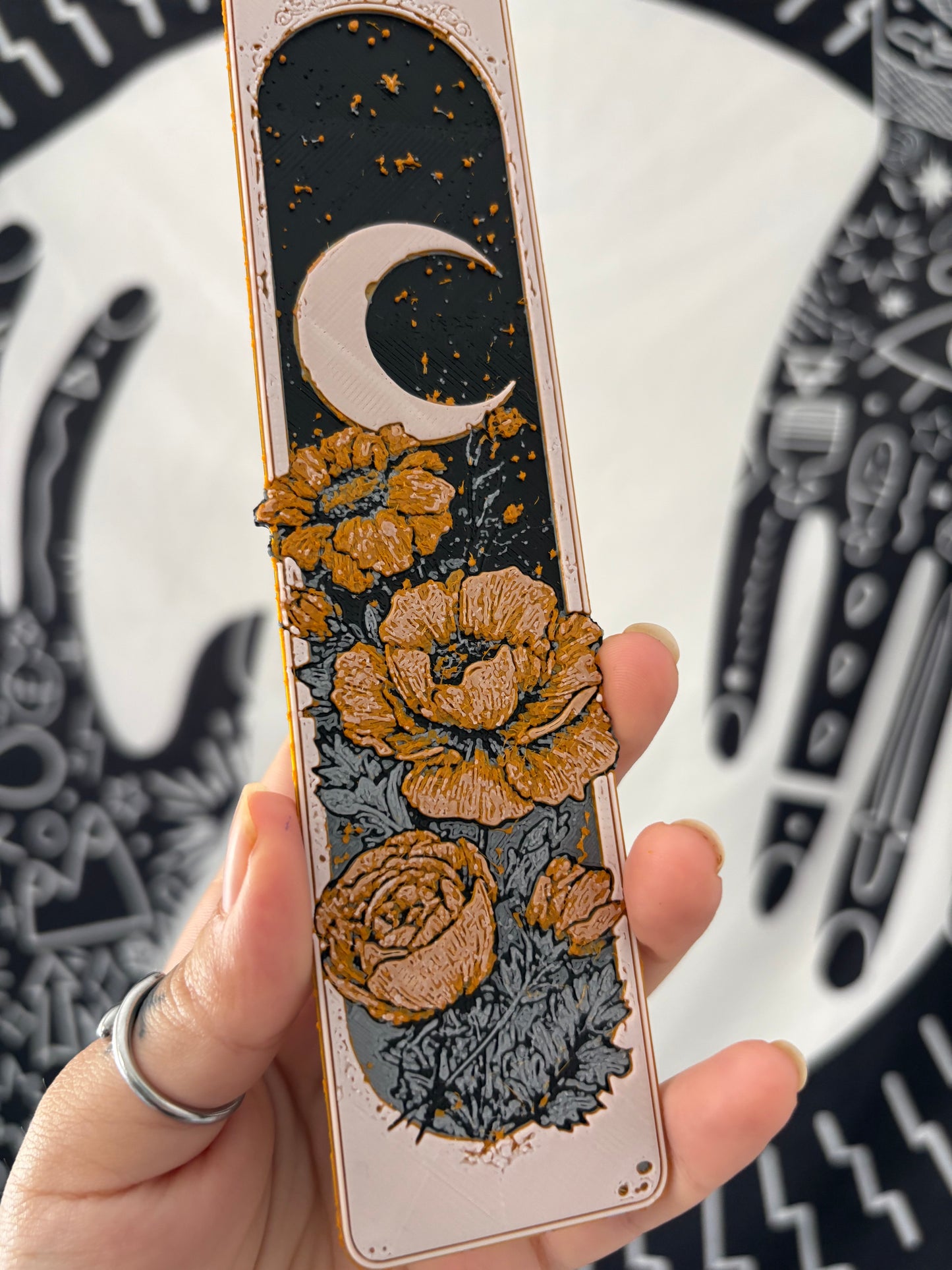 Golden Moon & Florals Bookmark