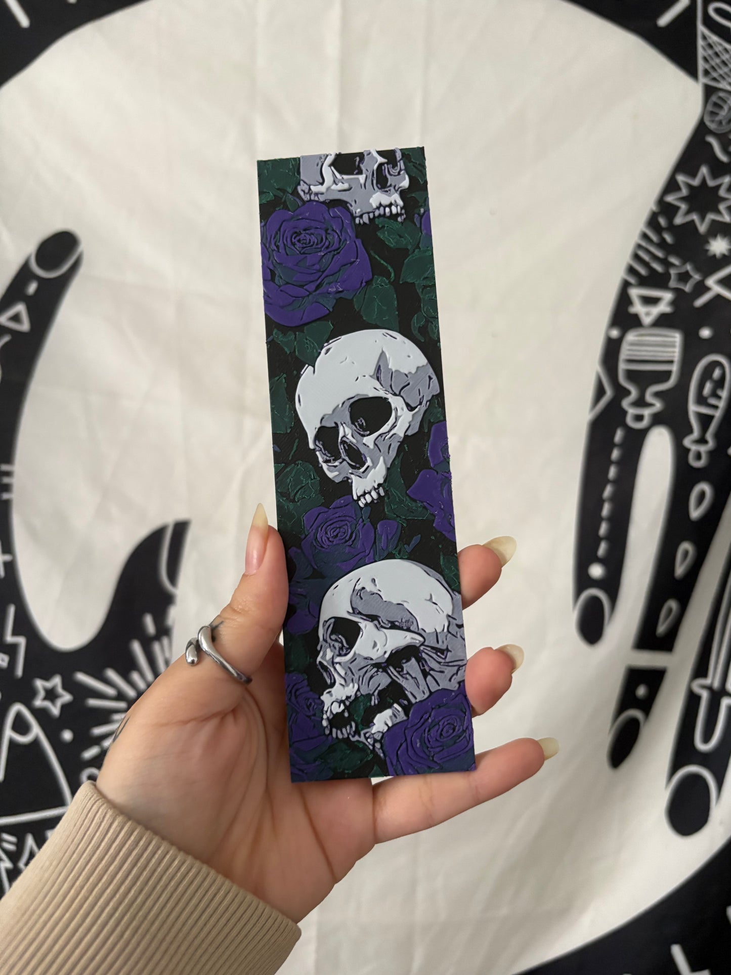 Skulls & Purple Roses Bookmark