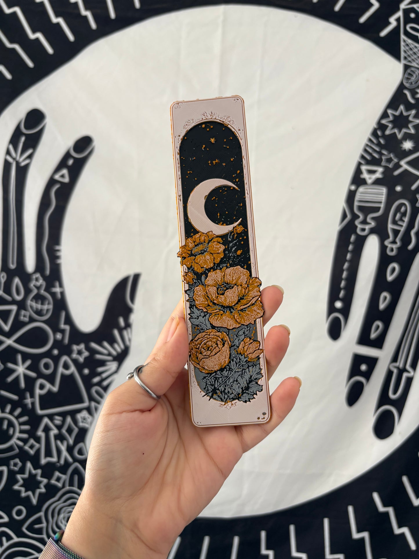 Golden Moon & Florals Bookmark
