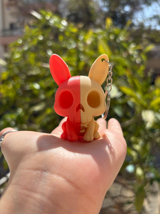 Half Rabbit Skull Keychain