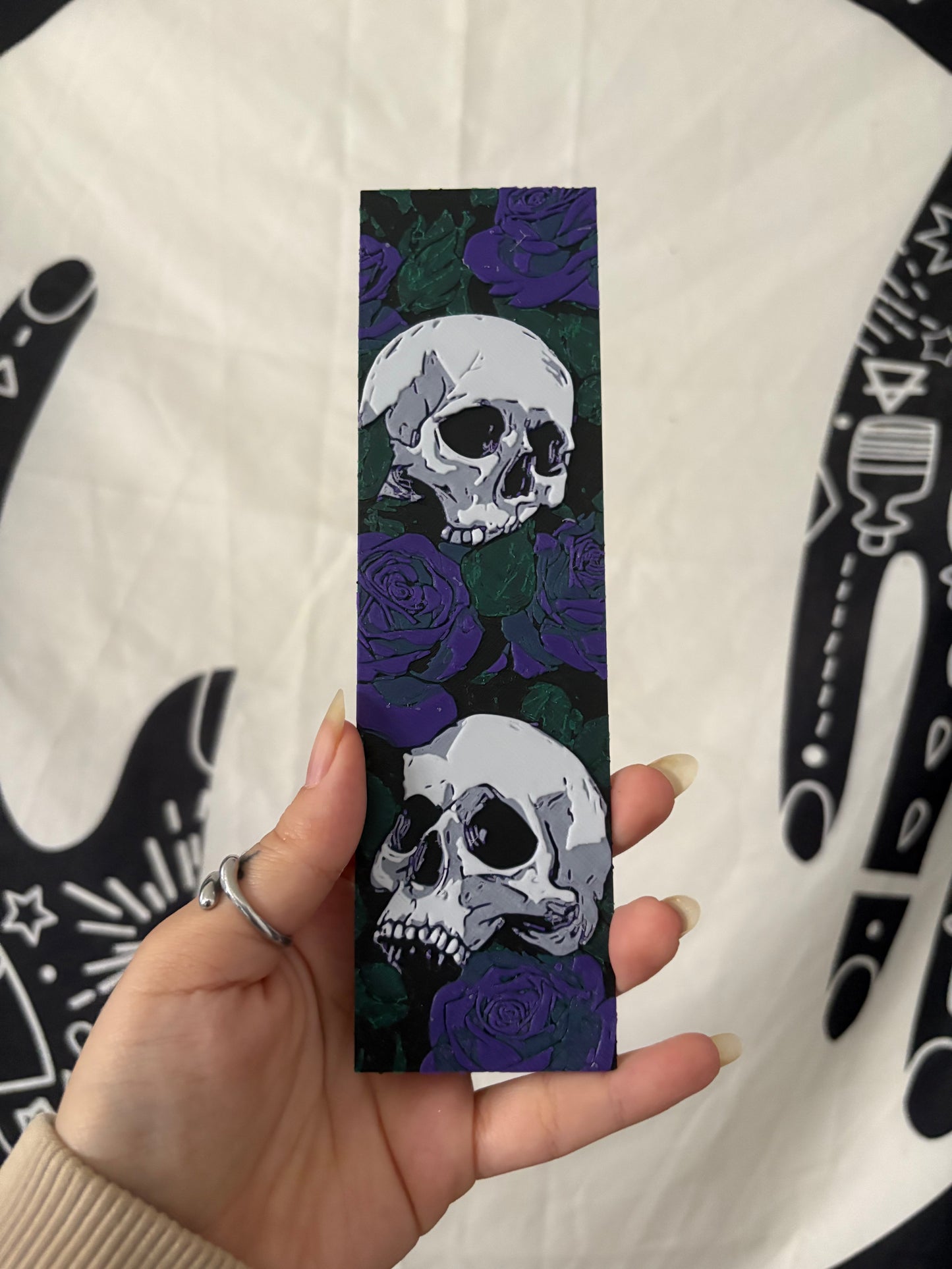 Skulls & Purple Roses Bookmark
