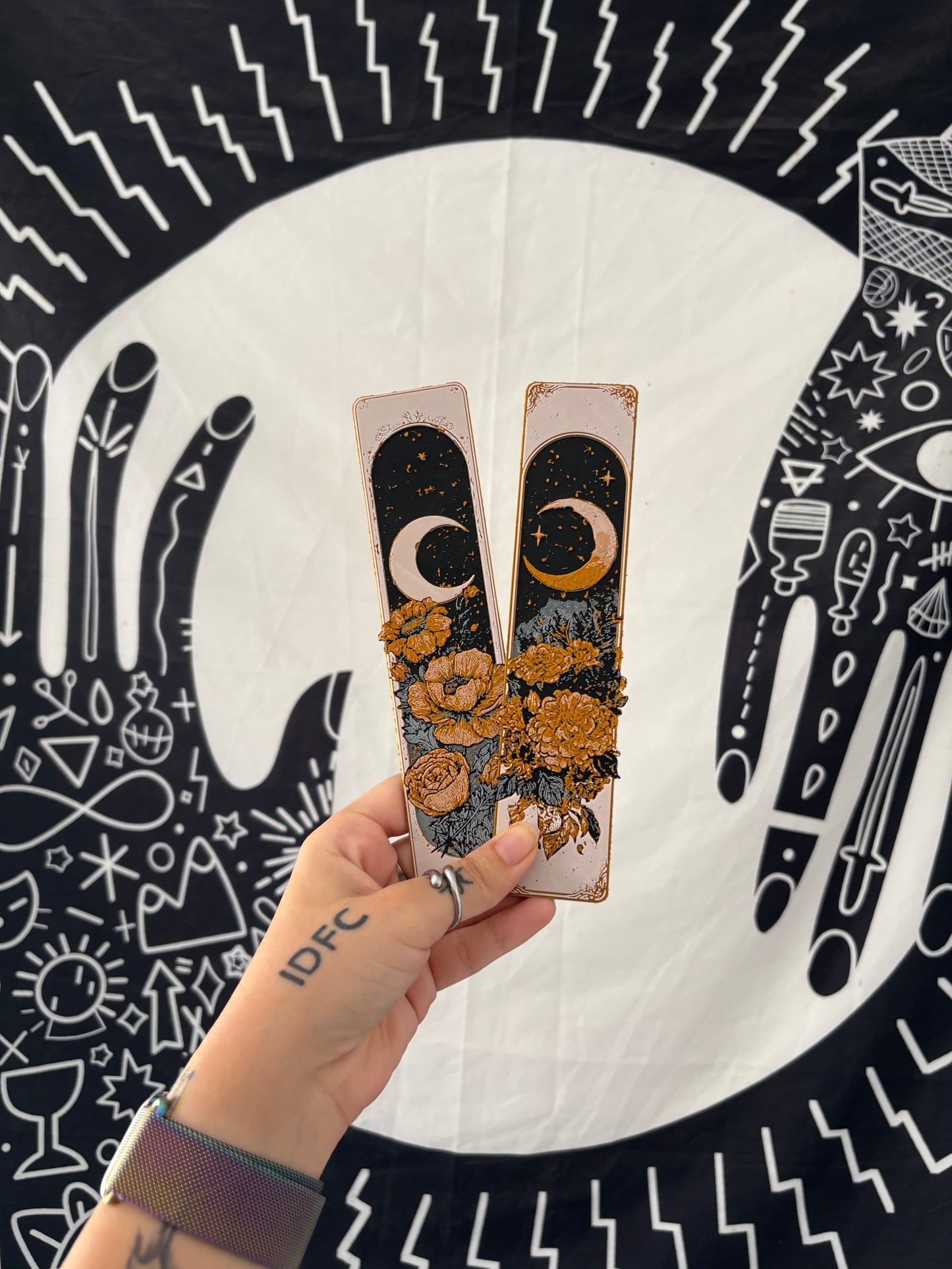 Golden Moon & Florals Bookmark