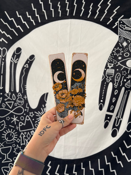 Golden Moon & Florals Bookmark