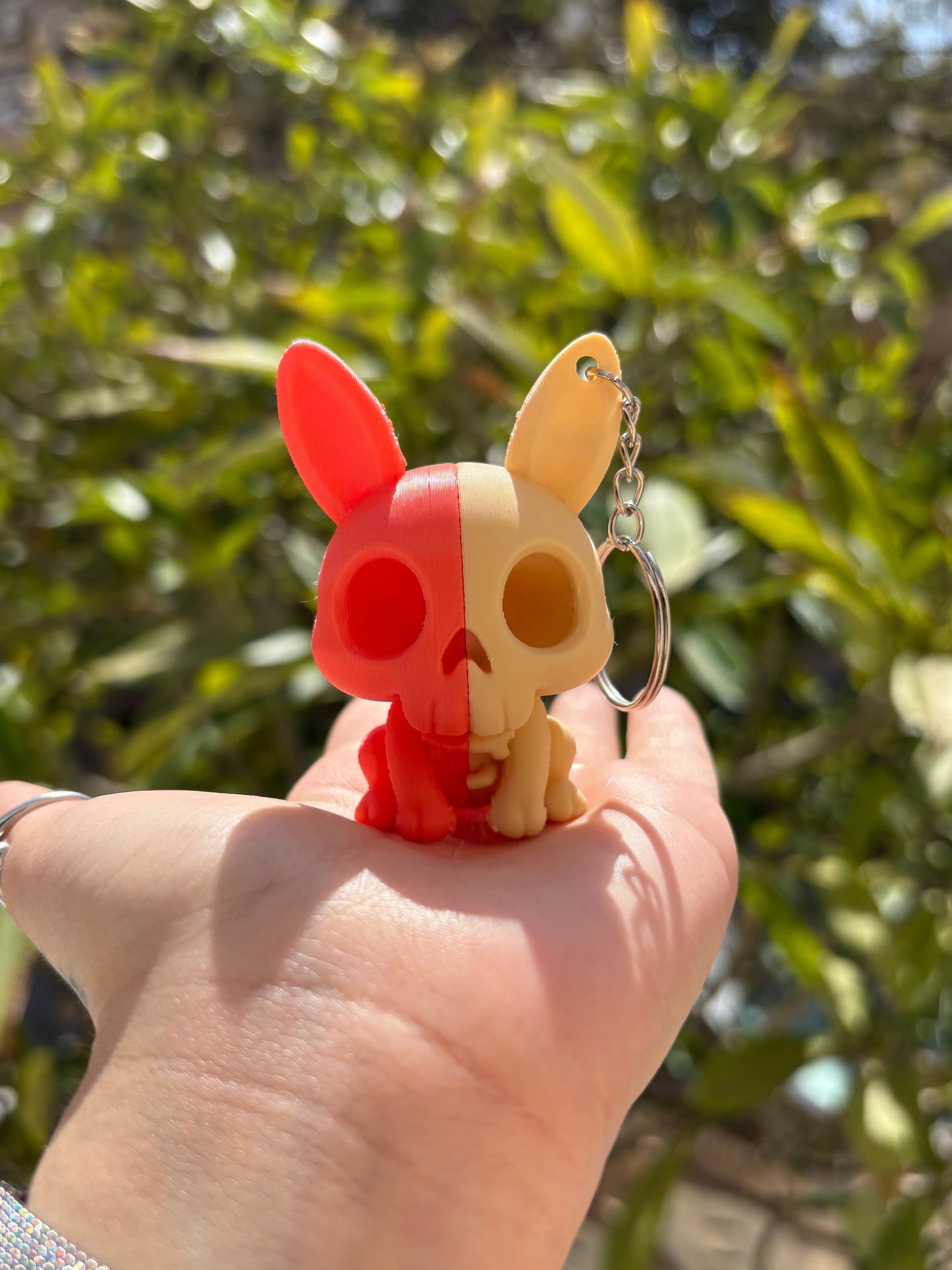 Half Rabbit Skull Keychain