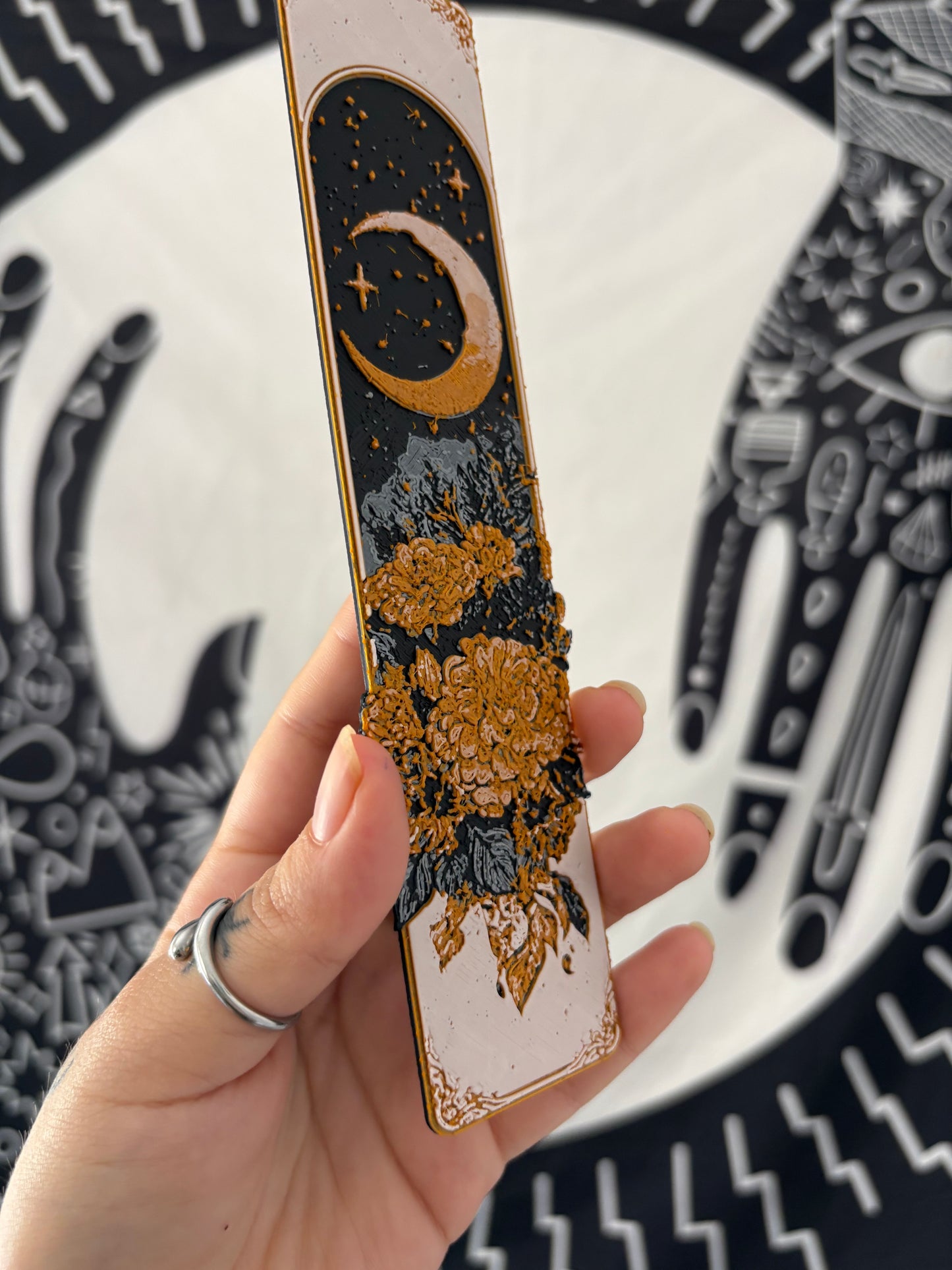 Golden Moon & Florals Bookmark
