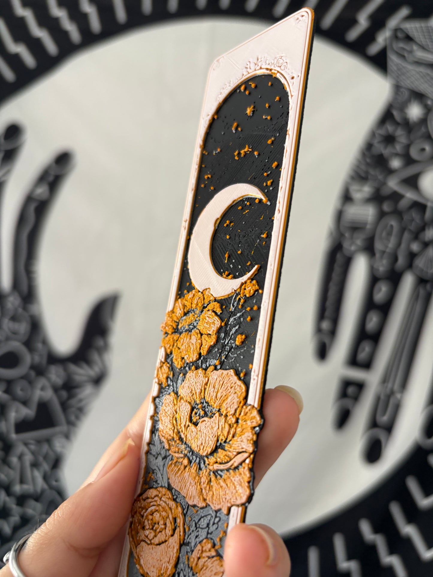 Golden Moon & Florals Bookmark