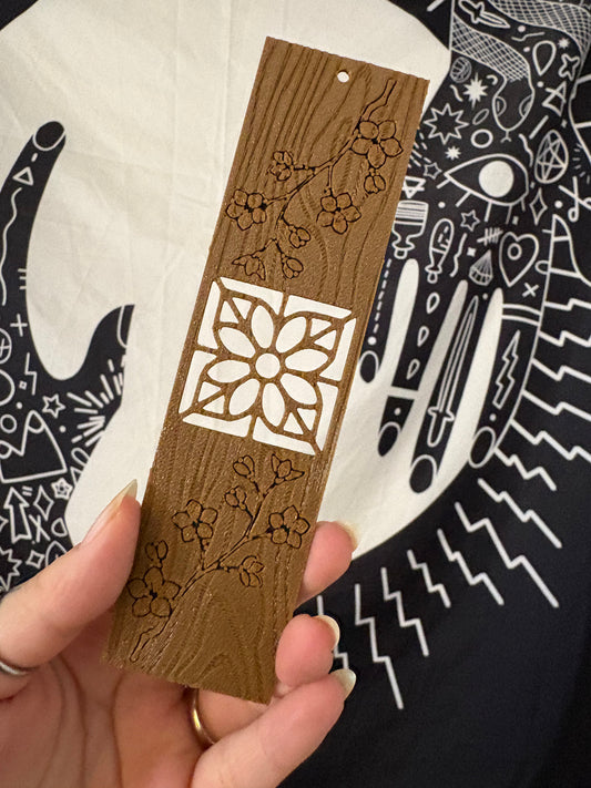 Floral Window Wooden Bookmark